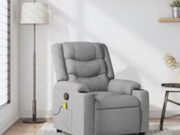 vidaXL Massage Recliner Chair Light Gray Fabric