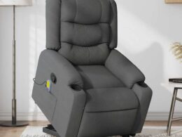 vidaXL Stand up Massage Recliner Chair Dark Gray Fabric