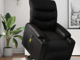 vidaXL Stand up Massage Recliner Chair Black Faux Leather