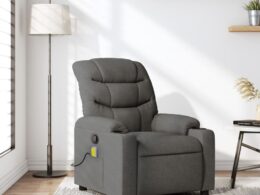vidaXL Massage Recliner Chair Dark Gray Fabric