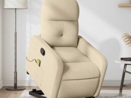 vidaXL Stand up Massage Recliner Chair Cream Fabric