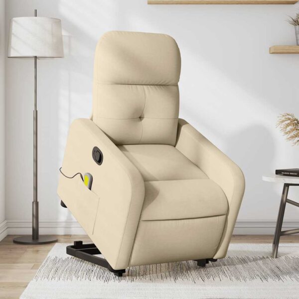vidaXL Stand up Massage Recliner Chair Cream Fabric