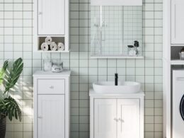 vidaXL 3 Piece Bathroom Furniture Set BERG White Solid Wood Pine