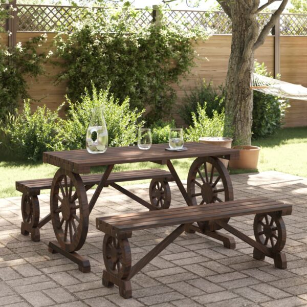 vidaXL 3 Piece Patio Dining Set Solid Wood Fir