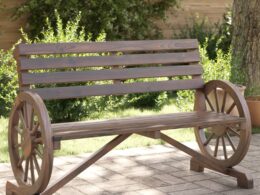 vidaXL Patio Bench 2-Seater Solid Wood Fir