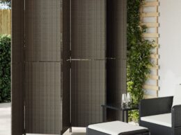 vidaXL Room Divider 6 Panels Gray Poly Rattan
