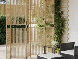 vidaXL Room Divider 6 Panels Beige Poly Rattan