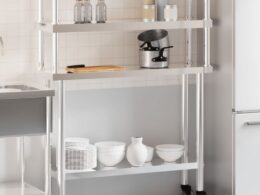 vidaXL Kitchen Work Table with Overshelf 43.3"x11.8"x59.1" Stainless Steel