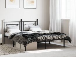 vidaXL Metal Bed Frame without Mattress with Headboard Black 59.1"x78.7"
