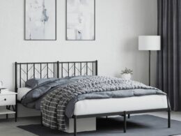 vidaXL Metal Bed Frame without Mattress with Headboard Black 59.1"x78.7"