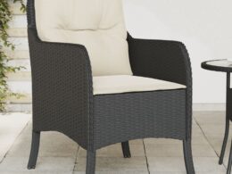 vidaXL Patio Chairs with Cushions 2 pcs Black Poly Rattan