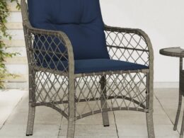 vidaXL Patio Chairs with Cushions 2 pcs Gray Poly Rattan