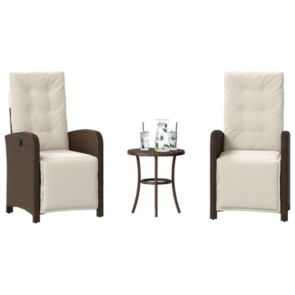 vidaXL 3 Piece Bistro Set with Cushions Brown Poly Rattan