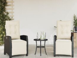 vidaXL Reclining Patio Chairs 2 pcs with Footrest Black Poly Rattan