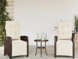 vidaXL Reclining Patio Chairs 2 pcs with Footrest Brown Poly Rattan