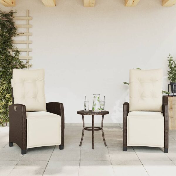vidaXL Reclining Patio Chairs 2 pcs with Footrest Brown Poly Rattan