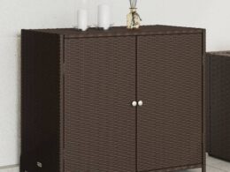 vidaXL Patio Storage Cabinet Brown 32.7"x17.7"x29.9" Poly Rattan
