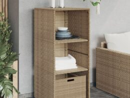 vidaXL Patio Storage Cabinet Beige 19.7"x21.7"x45.3" Poly Rattan