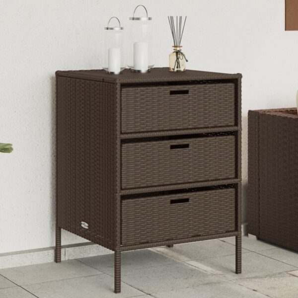 vidaXL Patio Storage Cabinet Brown 21.7"x23.2"x31.5" Poly Rattan