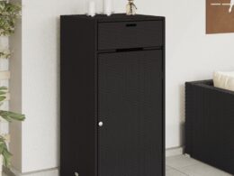 vidaXL Patio Storage Cabinet Black 21.7"x21.7"x43.7" Poly Rattan