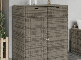 vidaXL Patio Storage Cabinet Gray 41.3"x21.7"x44.5" Poly Rattan