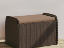 vidaXL Storage Bench with Cushion Brown 31.5"x20.1"x20.5" Poly Rattan