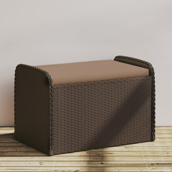 vidaXL Storage Bench with Cushion Brown 31.5"x20.1"x20.5" Poly Rattan