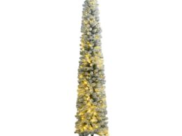 vidaXL Slim Christmas Tree 300 LEDs & Flocked Snow 118.1"