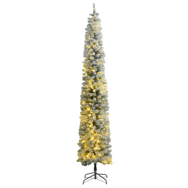 vidaXL Slim Christmas Tree 300 LEDs & Flocked Snow 118.1"