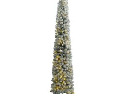 vidaXL Slim Christmas Tree 300 LEDs & Ball Set & Flocked Snow 106.3"
