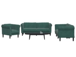 vidaXL 3 Piece Sofa Set Dark Green Velvet
