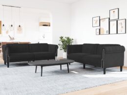 vidaXL 2 Piece Sofa Set Black Velvet