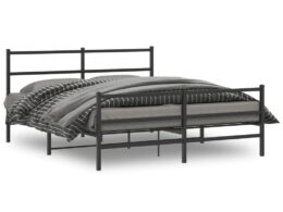 vidaXL Metal Bed Frame without Mattress with Footboard Black 59.1"x78.7"