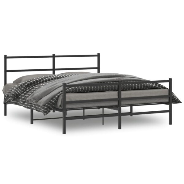 vidaXL Metal Bed Frame without Mattress with Footboard Black 59.1"x78.7"