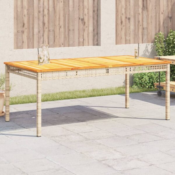 vidaXL Patio Table Beige 70.9"x35.4"x29.5" Poly Rattan Acacia Wood