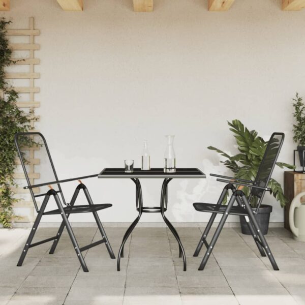 vidaXL 3 Piece Patio Dining Set Anthracite Metal Mesh