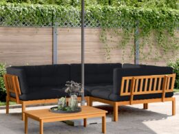 vidaXL 4 Piece Patio Pallet Sofa Set with Cushions Solid Wood Acacia