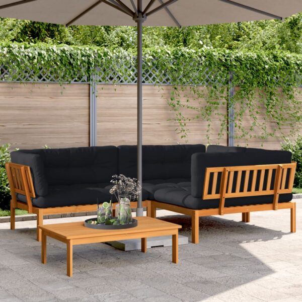 vidaXL 4 Piece Patio Pallet Sofa Set with Cushions Solid Wood Acacia