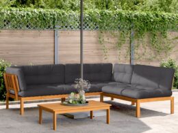 vidaXL 4 Piece Patio Pallet Sofa Set with Cushions Solid Wood Acacia