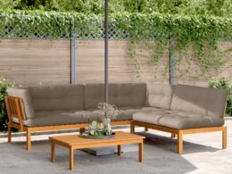 vidaXL 4 Piece Patio Pallet Sofa Set with Cushions Solid Wood Acacia