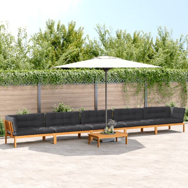vidaXL 6 Piece Patio Pallet Sofa Set with Cushions Solid Wood Acacia