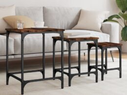 vidaXL Nesting Coffee Tables 3 pcs Smoked Oak Engineered Wood