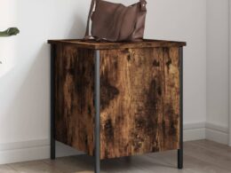 vidaXL Storage Bench Smoked Oak 15.7"x16.7"x19.7" Engineered Wood