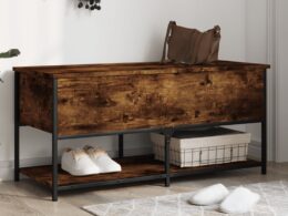 vidaXL Storage Bench Smoked Oak 39.4"x16.7"x18.5" Engineered Wood