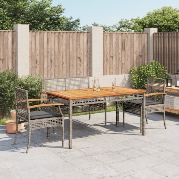 vidaXL 4 Piece Patio Dining Set with Cushions Gray Poly Rattan