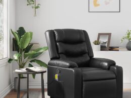 vidaXL Massage Recliner Chair Black Faux Leather