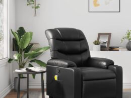 vidaXL Massage Recliner Chair Black Faux Leather