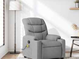 vidaXL Massage Recliner Chair Light Gray Fabric