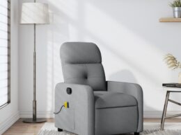vidaXL Massage Recliner Chair Light Gray Fabric