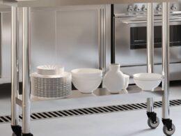 vidaXL Kitchen Work Table with Wheels 43.3"x11.8"x33.5" Stainless Steel